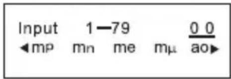 Input 1—79 0 0 ←mp mn me mμ ao▶