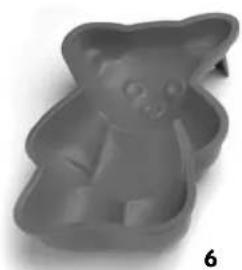 3D-rendered gray plastic mold with a small animal cutout, labeled '6' at the bottom (no text or symbols on the mold itself)