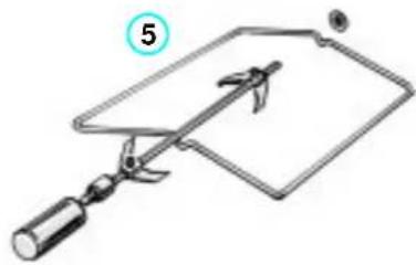 Diagram of a mechanical device with a lever and handle, no text or symbols present