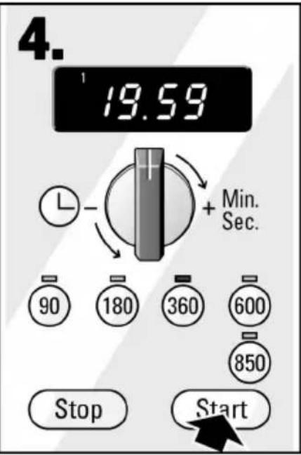 4. 19.59 L - + Min. Sec. 90 180 360 600 850 Stop Start