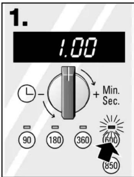 1. 1.00 + Min. Sec. - 90 180 360 600 850