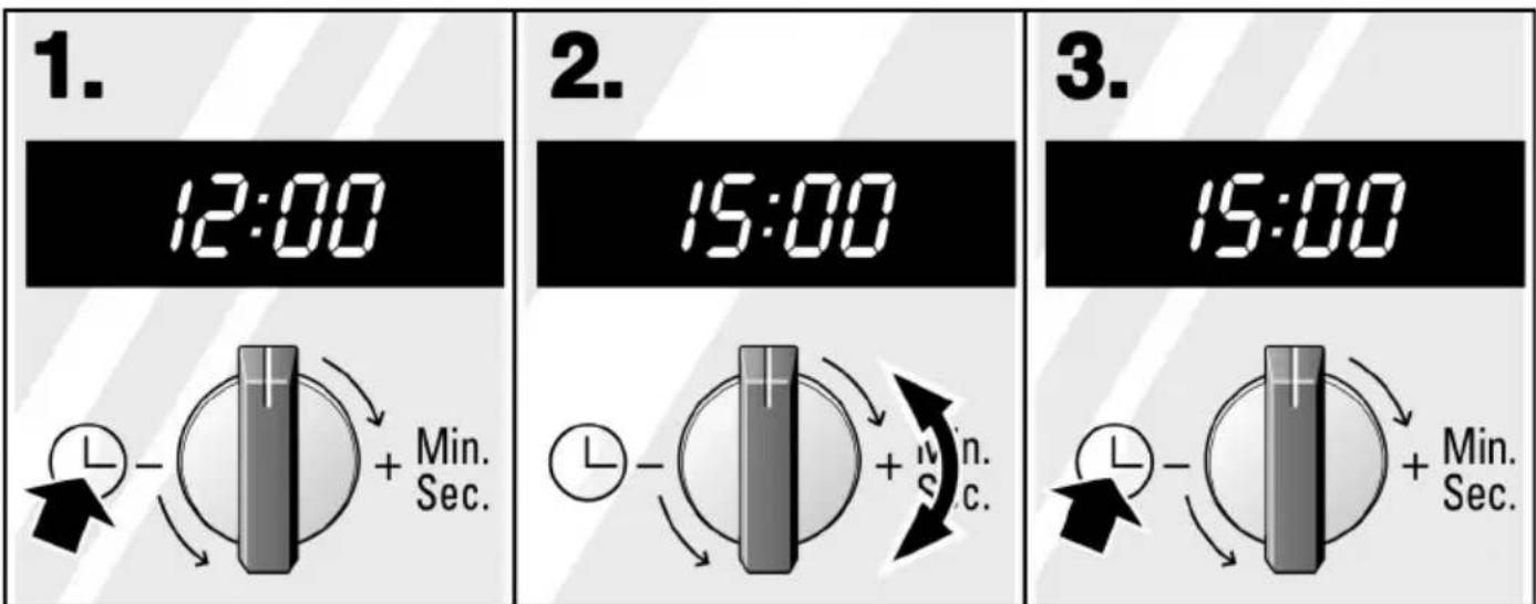 1. 12:00 2. 15:00 3. 15:00 Min. Sec. Min. c. Min. Sec.