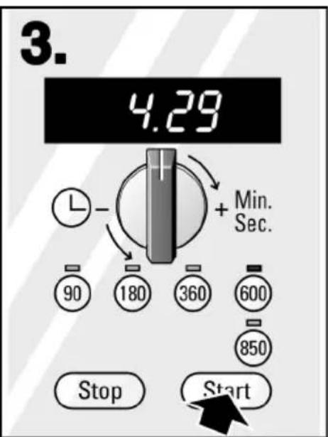 3. 4.29 L - + Min. Sec. 90 180 360 600 850 Stop Start