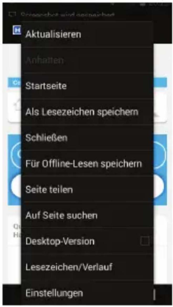 Aktualisieren Anhalten Startseite Als Lesezeichen speichem Schließen Für Offline-Lesen speichem Seite teilen Auf Seite suchen Desktop-Version Lesezeichen/Verlauf Einstellungen