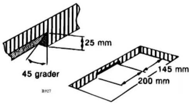 25 mm 45 grader B927 145 mm 200 mm