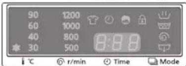 90 1200 60 1000 40 800 30 500 8:00 i °C r/min Time Mode