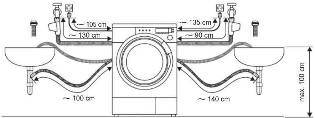 105 cm 130 cm 135 cm 90 cm 100 cm 140 cm max. 100 cm