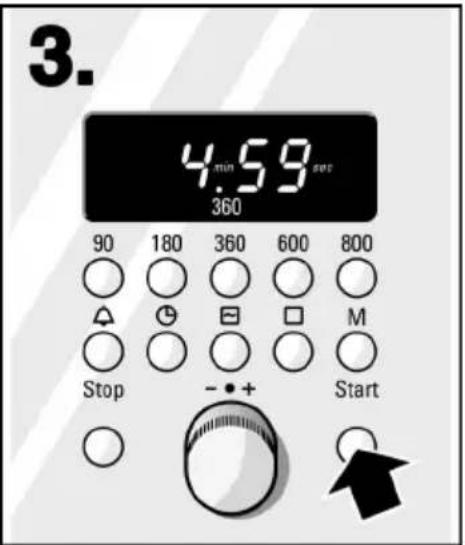 3. 4.min 59 360 90 180 360 600 800 Stop - + Start
