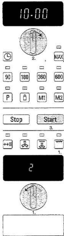 10:00 2. MAX 90 180 360 600 P M1 M2 Stop Start 3. →→100 1. 2 1.