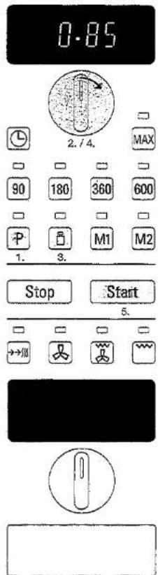 0.85 2. / 4. MAX 90 180 360 600 P M1 M2 1. 3. Stop Start 5. →→→ → → → → → i j k l m n