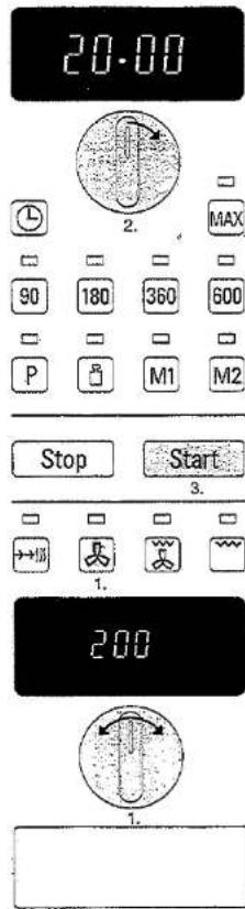 20.00 2. MAX 90 180 360 600 P M1 M2 Stop Start 3. 200 1.