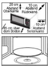 SAMSUNG GE89ME - Aufstellen des Mikrowellenherds - 1
