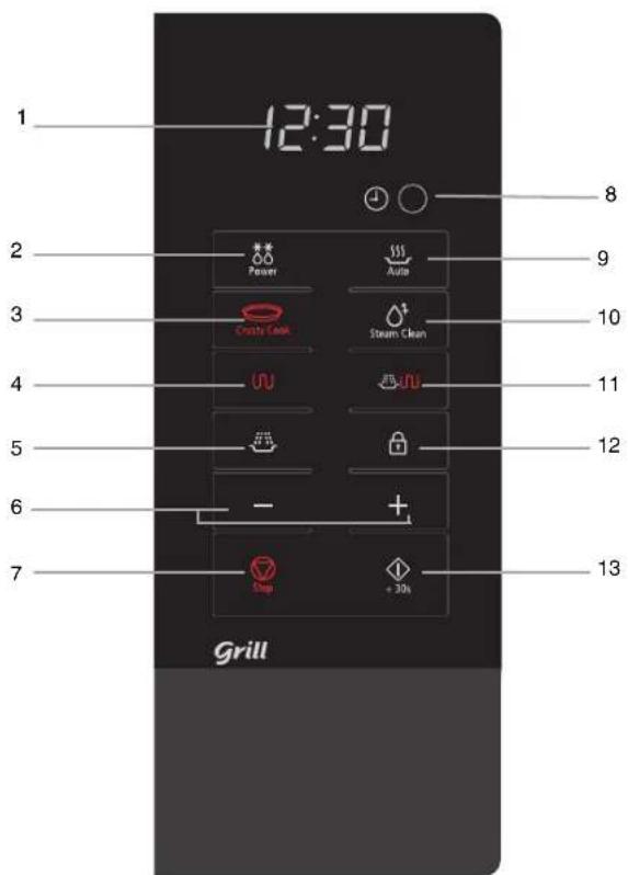 1 12:30 2 Power Aviva Crush's Cook Steam Clean 3 4 5 6 7 - + - Clip + 30s 8 9 10 11 12 13 Grill