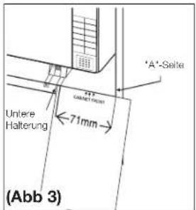 A'-Seite CABINET FRONT 71mm Untere Halterung (Abb 3)