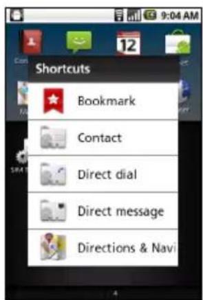 9:04 AM 12 Shortcuts Bookmark Contact Direct dial Direct message Directions & Navi