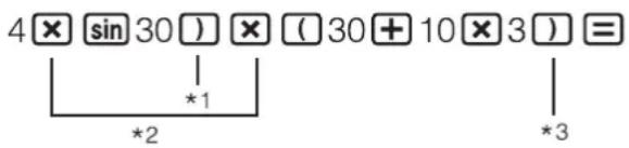 4× sin 30 ) × ( 30 + 10 × 3 ) = | | *1 | *2 | *3