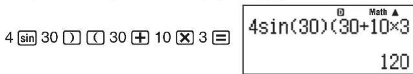 4 sin 30 ) ( 30 + 10 × 3 = 4sin(30)(30+10×3 120