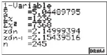 CASIO FX-9750GA Plus - ■ Anzeige der Berechnungsergebnisse für eine statistische Grafik mit einer eindimensionalen Stichprobenerhebung - 1
