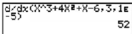 d/dx(X^3+4X^2+X-6,3,1E -5) 52