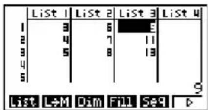 CASIO FX-9750GA Plus - - Listenweise Eingabe einer Folge von Werten - 9