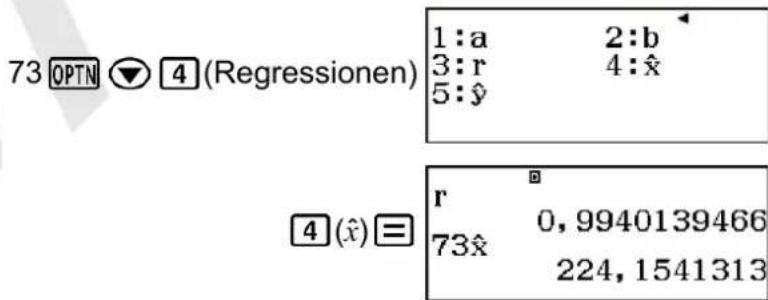 CASIO FX-82DE Plus - Beispiele für Berechnung der Logarithmischen Regression - 11
