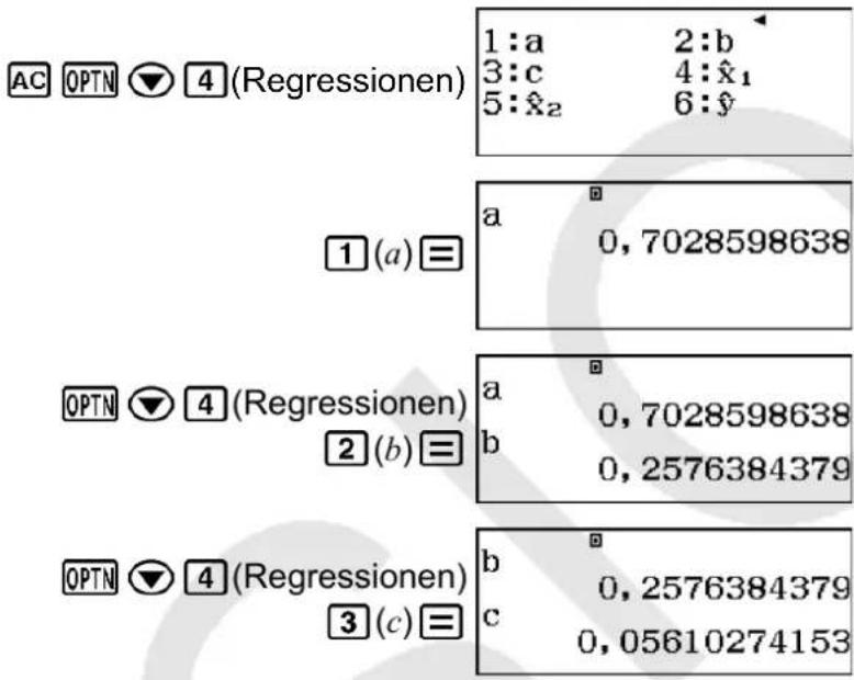 CASIO FX-82DE Plus - Beispiele für Berechnung der Quadratischen Regression - 14