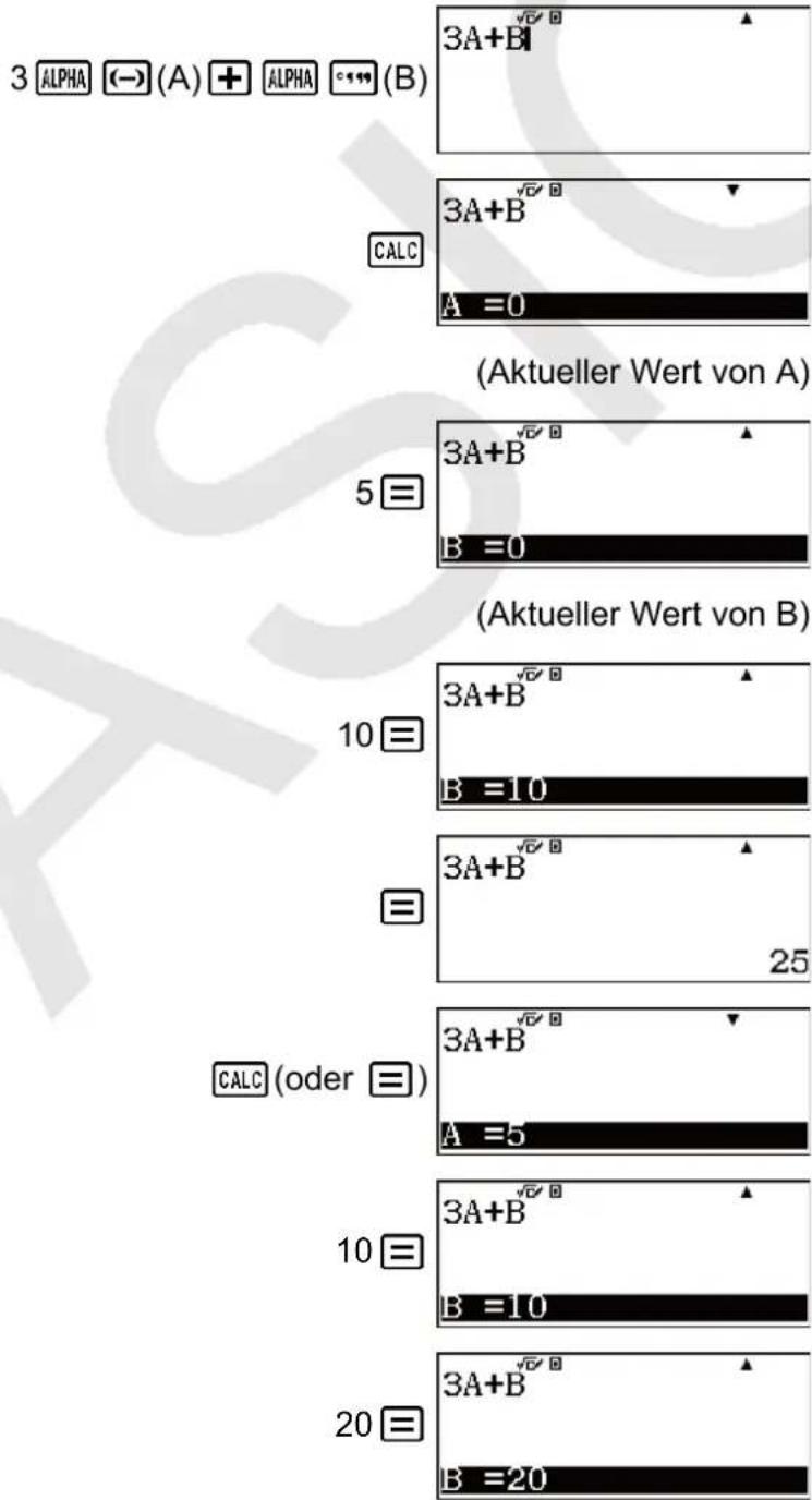 CASIO FX-82DE Plus - Beispielberechnung durch Verwenden von CALC - 1