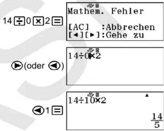 CASIO FX-82DE Plus - Anzeigen der Position eines Fehlers - 1