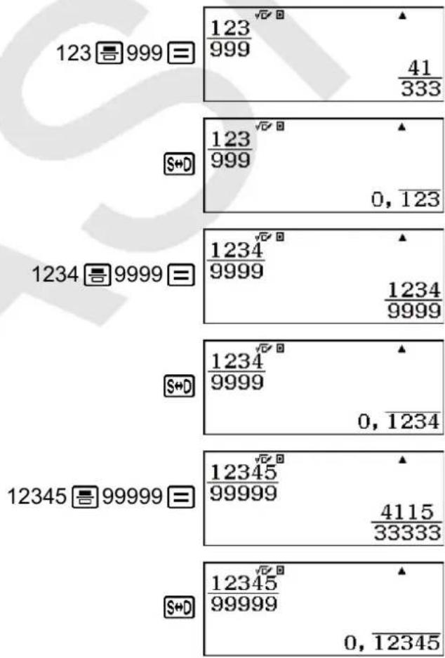 CASIO FX-82DE Plus - Beispiele für periodische Dezimalzahlen - 2
