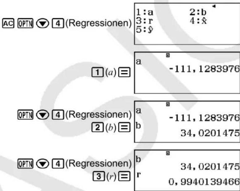 CASIO FX-82DE Plus - Beispiele für Berechnung der Logarithmischen Regression - 10