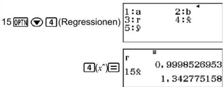 CASIO FX-82DE Plus - Beispiele für Berechnung der Inversen Regression - 5