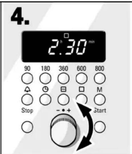 4. 2 h 30 min 90 180 360 600 800 Stop - + Start