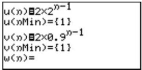 u(n)■2×2^n-1 u(nMin)={1} v(n)■2×0.9^n-1 v(nMin)={1} w(n)=