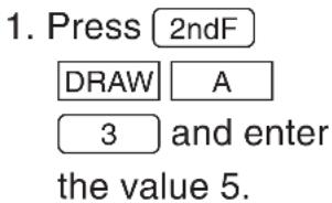1. Press 2ndF DRAW A 3 and enter the value 5.