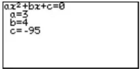 ax²+bx+c=0 a=3 b=4 c=-95