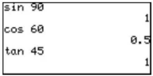 sin 90 cos 60 tan 45 1 0.5 1