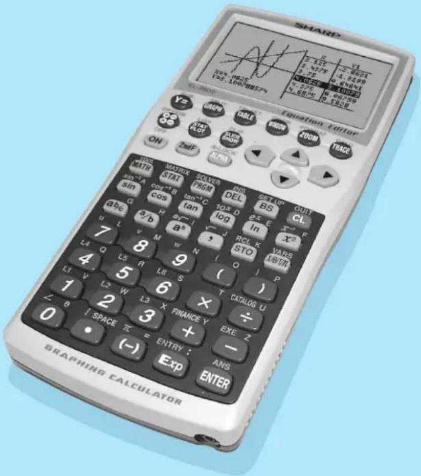 GRAPHING CALCULATOR EQUATION EDITOR V=106700574 Y=2007 ON Z=MF ALINA MATRUX SOLVER PHOM DEL SETUP BS QUIT CL F X² VAR LIBITN G a/b a^b L4 Q L5 R L6 S ( ) L1 V L2 W L3 X FINANCE Y EXE Z 1 2 3 + Z 6 I SPACE TC E ENTRY : + (-) Exp ENTER GRAPHING CALCULATOR