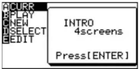 ACURR PLAY NEW SELECT EDIT INTRO 4screens Press[ENTER]