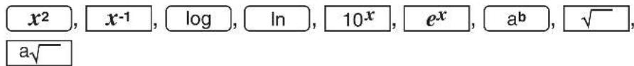 x², x⁻¹, log, ln, 10ˣ, eˣ, aᵇ, √, a√