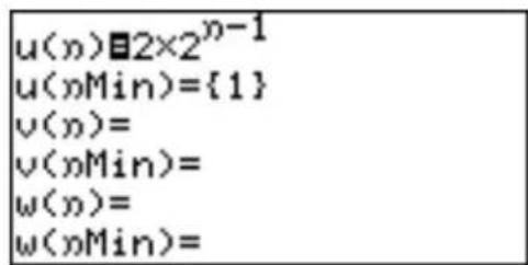 u(n)■2×2^n-1 u(nMin)={1} v(n)= v(nMin)= w(n)= w(nMin)=