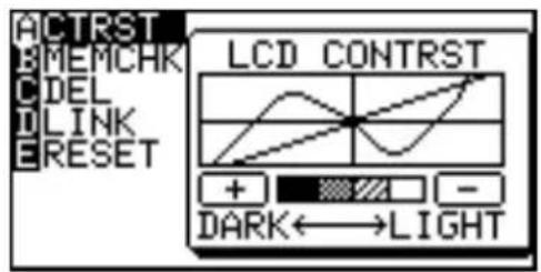 ACTRST MEMCHK DEL LINK RESET LCD CONTRST + - DARK←→LIGHT