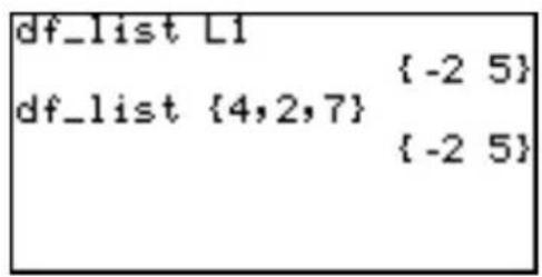 df_list L1 { -2 5} df_list {4,2,7} { -2 5}