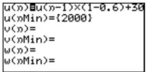 u(n)■u(n-1)×(1-0.6)+30 u(nMin)={2000} v(n)= v(nMin)= w(n)= w(nMin)=