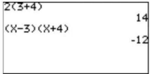 2(3+4) (X-3)(X+4) 14 -12