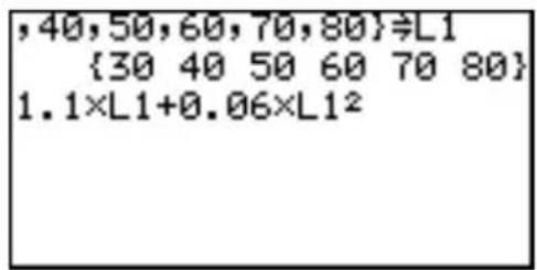 ,40,50,60,70,80}÷L1 {30 40 50 60 70 80} 1.1×L1+0.06×L1²