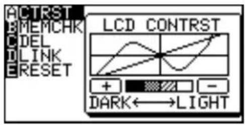 ACTRST MEMCHK DEL LINK RESET LCD CONTRST + - DARK←→LIGHT