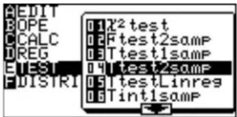 AEDIT BOPE CALC DREG EUST FDISTR1 01x² test 02Ftest2samp 03Ttest1samp 04Itest2samp 05ItestLinres 06Tint1samp