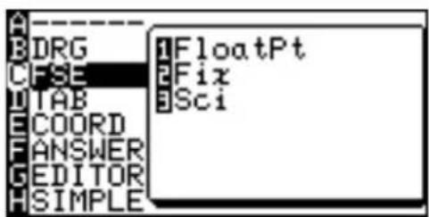 DRG CFSE TAB COORD ANSWER EDITOR SIMPLE FloatPt Fix Sci
