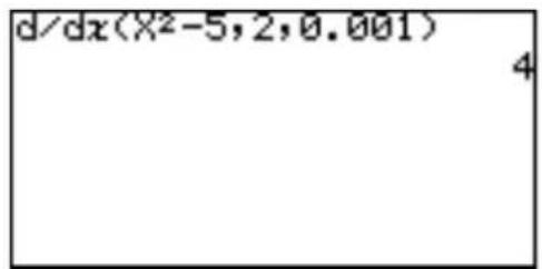 d/dx(X²-5,2,0.001) 4