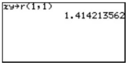 xy→r(1,1) 1.414213562
